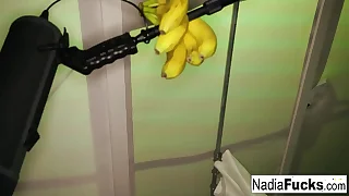 Hot Nadia White stuffs her hungry holes give uncompromisingly ripe bananas&excl;